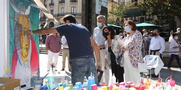 Diez artistas reinterpretan en directo la obra de Goya en la plaza del Pilar 