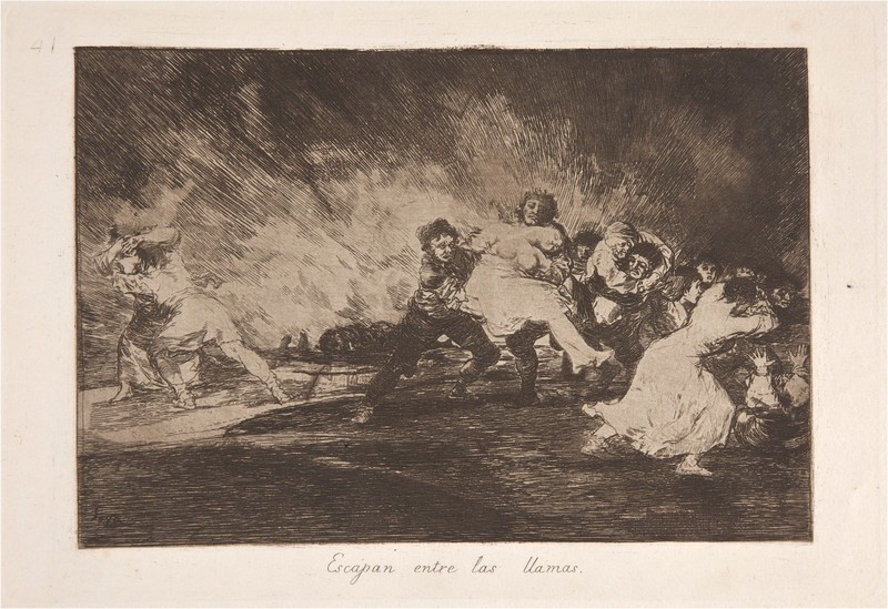 They escape through the flames (Escapan entre las llamas)
